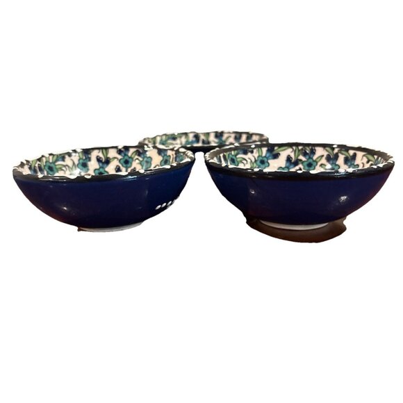 Nakkas Ceramic 4.5” Bowl Hand Painted In Turkey Set of 3 - Picture 2 of 5